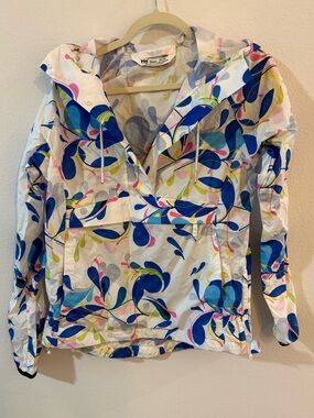 Helly Hansen White Jacket with Blue, Green & Pink Abstract Print